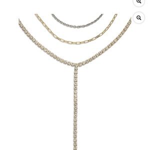 Madden NYC Rhinestone Y Necklace Gold and Silver Bling, Party Set